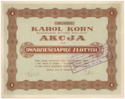 KAROL KORN Budowlana Sp. Akc., 25 zł 1927