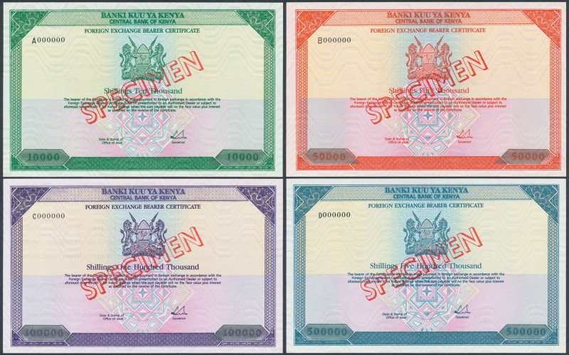 Central Bank of Kenya, SPECIMEN 10.000 - 500.000 Shillings (4szt)