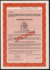 Hiszpania, SPECIMEN Obligacji 10.000 Dollars 1985