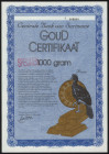 Surinam, Goud Certifikaat, 1000 gram - SPECIMEN Powisi