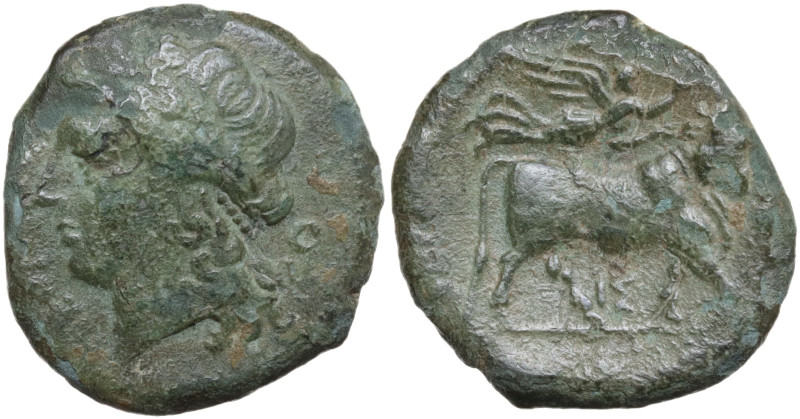 Italy, Campania, Neapolis. c. 275-250 BC. Æ (19,4 mm, 5 g). Laureate head of Apo...