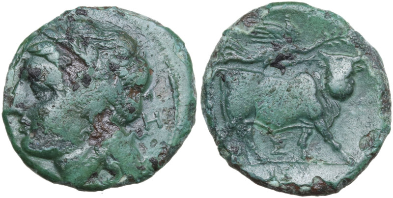 Italy, Campania, Neapolis. c. 275-250 BC. Æ (19,4 mm, 5 g). Laureate head of Apo...