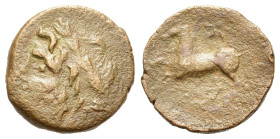 Italy, Apulia. Arpi. c. 325-275 AD. Æ (16 mm, 2,6 g). Laureate head of Zeus left. R/ Horse prancing right; star above. Siciliano, Arpi D.2; HN Italy 6...