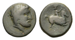 Thessaly, Krannon, c. 400-300 BC. Æ Dichalkon (17,9 mm, 4,7 g). Laureate head of Zeus r. R/ Horseman advancing r. BCD Thessaly 117; Rogers 182; HGC 4,...