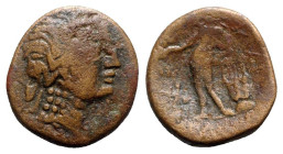 Sicily, Alaisa Archonidea, c. 95-44 BC. Æ (18.5mm, 5.77g, 12h). Laureate head of Apollo r. R/ Apollo standing l., holding laurel branch and leaning on...
