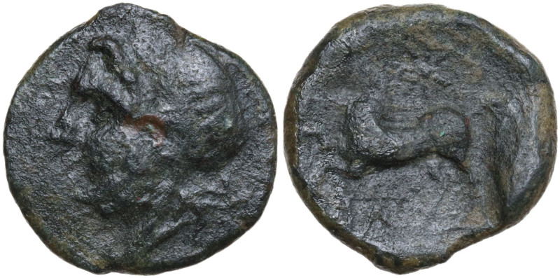 Sicily, Carthaginian Domain, c. 375-350 BC. Æ (16 mm, 3,4 g). Wreathed head of T...