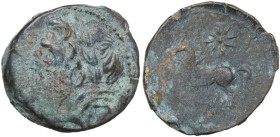 Apulia, Arpi. c. 325-275 BC. Æ (17,8 mm, 4 g) Laureate head of Zeus left. R/ Horse galloping left, eight rayed star above, APΠI monogram below. HN Ita...