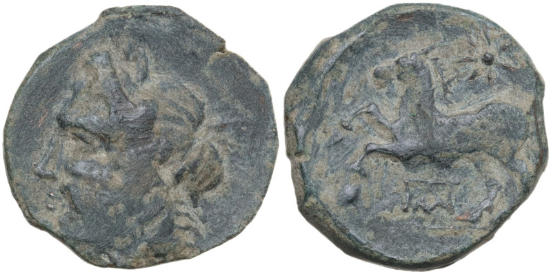 Apulia, Arpi. c. 325-275 BC. Æ (17 mm, 3,77 g). Laureate head of Zeus left. R/ H...