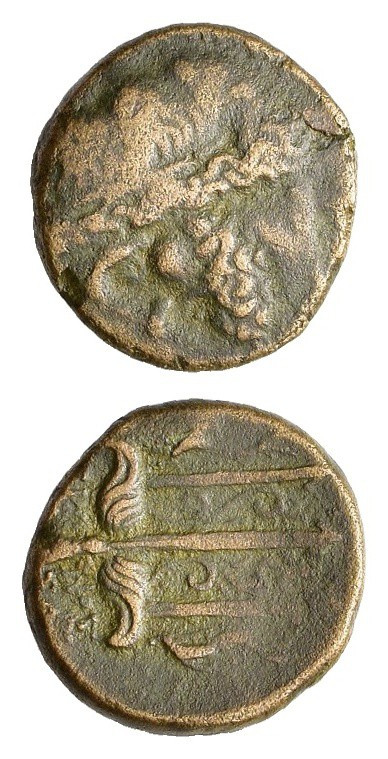 Sicily, Syracuse. Hieron II, c. 275-216 BC. Æ Litra. (19,2 mm, 5,6 g). Head of P...