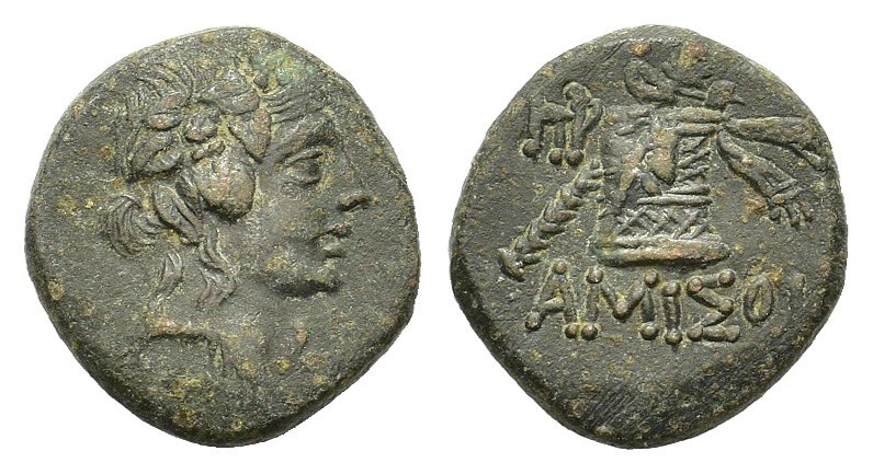 Pontos, Amisos. c. 120-100 BCÆ (21 mm, 7,8 g). Head of the Dionysus with ivy wre...