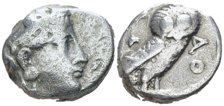 Attica, Athens Tetradrachm circa 297-255, AR 22.00 mm., 16.36 g.
Head of Athena...