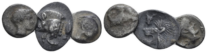 Troas, Kebren Large lot of 3 fractions circa 400 BC, AR 10.00 mm., 1.26 g.
Larg...