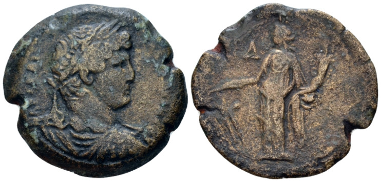 Egypt, Alexandria Hadrian, 117-138 Diobol circa 129-130 (year 14), Æ 25.20 mm., ...
