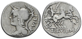 P. Servilius M.f. Rullus. Denarius circa 100