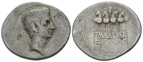 Octavian, 32 – 27 BC Denarius Brundisium and Roma (?) circa 29-27