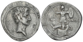 Octavian, 32 – 27 BC Denarius Brundisium or Roma circa 29-27