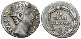 Octavian as Augustus, 27 BC – 14 AD Denarius Colonia Patricia 19 BC