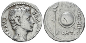 Octavian as Augustus, 27 BC – 14 AD Denarius Colonia Patricia (?) 19 BC
