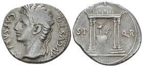 Octavian as Augustus, 27 BC – 14 AD Denarius Colonia Patricia circa 18