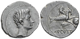Octavian as Augustus, 27 BC – 14 AD Denarius Colonia Patricia circa 17-16
