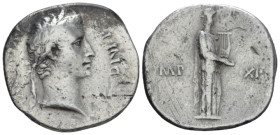 Octavian as Augustus, 27 BC – 14 AD Denarius Lugdunum 11-10