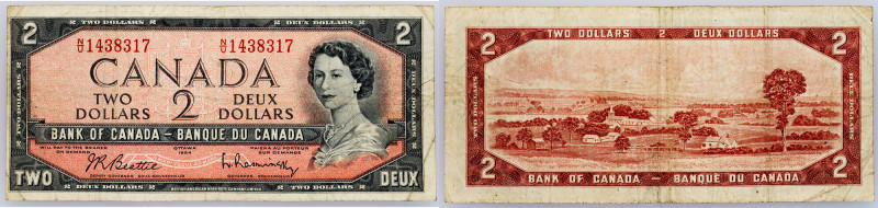 Canada, 2 Dollars 1954 Canada, 2 Dollars 1954, P# 76b, Without Devil's face | VG...