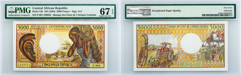 Central African Republic, 5000 Francs 1984, PMG - Superb Gem Unc 67 EPQ Central ...