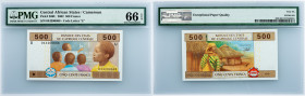 Central African Republic, 500 Francs 2002, PMG - Gem Uncirculated 66 EPQ