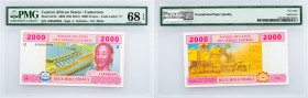 Central African States, 2000 Francs 2002, PMG - Superb Gem Unc 68 EPQ