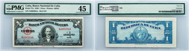 Cuba, 1 Peso 1949, PMG - Choice Extremely Fine 45 Cuba, 1 Peso 1949, P# 77a, Ban...