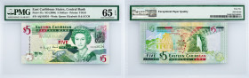 East Caribbean States, 5 Dollars 2008, PMG - Gem Uncirculated 65 EPQ