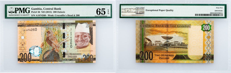 Gambia, 200 Dalasis 2015, PMG - Gem Uncirculated 65 EPQ Gambia, 200 Dalasis 2015...