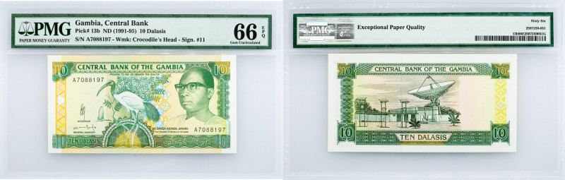 Gambia, 10 Dalis 1991-1995, PMG - Gem Uncirculated 66 EPQ Gambia, 10 Dalis 1991-...