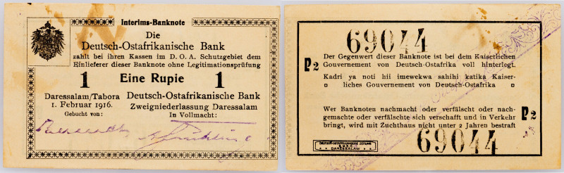 German East Africa, 1 Rupie 1916 German East Africa, 1 Rupie 1916, P# 19, spots ...
