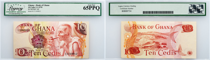 Ghana, 10 Cedis 28492, Legacy - Gem New 65PPQ Ghana, 10 Cedis 28492, P# 16f, Ban...