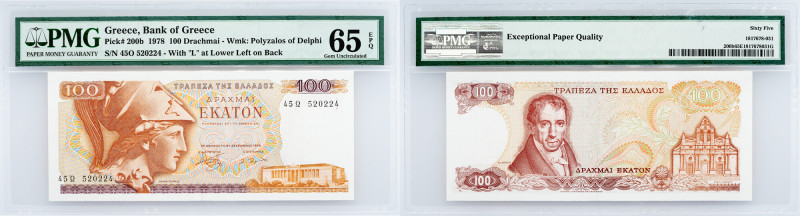 Greece, 100 Drachmai 1978, PMG - Gem Uncirculated 65 EPQ Greece, 100 Drachmai 19...