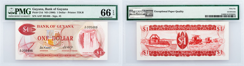 Guyana, 1 Dollar 1966, PMG - Gem Uncirculated 66 EPQ Guyana, 1 Dollar 1966, P# 2...