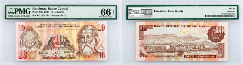 Honduras, 10 Lempiras 2004, PMG - Gem Uncirculated 66 EPQ Honduras, 10 Lempiras ...