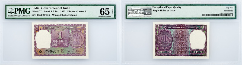 India, 1 Rupee 1973, PMG - Gem Uncirculated 65 EPQ India, 1 Rupee 1973, P# 771, ...