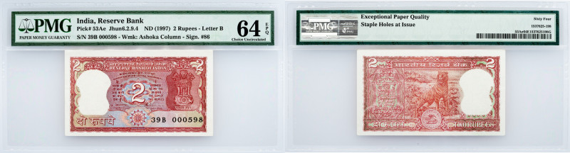 India, 2 Rupees 1997, PMG - Choice Uncirculated 64 EPQ India, 2 Rupees 1997, P# ...