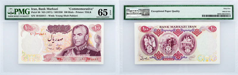 Iran, 100 Rials 1971, PMG - Gem Uncirculated 65 EPQ Iran, 100 Rials 1971, P# 98,...