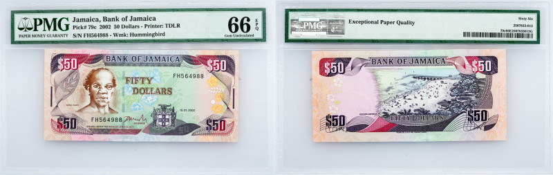 Jamaica, 50 Dollars 2002, PMG - Gem Uncirculated 66 EPQ Jamaica, 50 Dollars 2002...