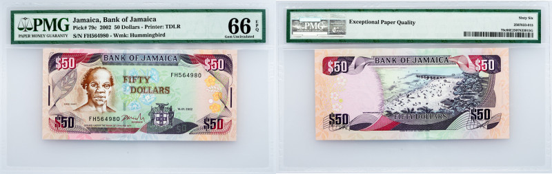 Jamaica, 50 Dollars 2002, PMG - Gem Uncirculated 66 EPQ Jamaica, 50 Dollars 2002...
