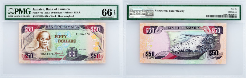 Jamaica, 50 Dollars 2002, PMG - Gem Uncirculated 66 EPQ Jamaica, 50 Dollars 2002...