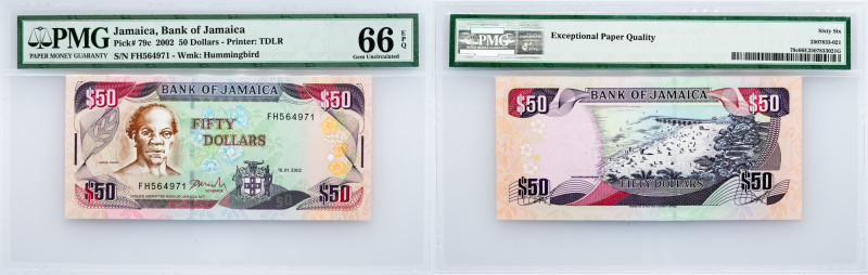 Jamaica, 50 Dollars 2002, PMG - Gem Uncirculated 66 EPQ Jamaica, 50 Dollars 2002...