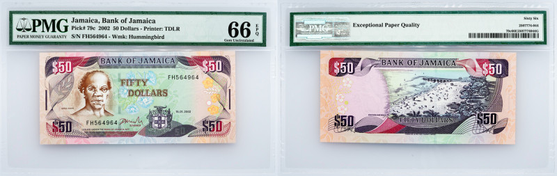 Jamaica, 50 Dollars 2002, PMG - Gem Uncirculated 66 EPQ Jamaica, 50 Dollars 2002...