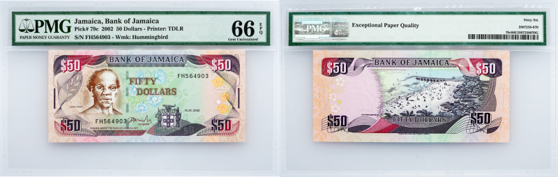 Jamaica, 50 Dollars 2002, PMG - Gem Uncirculated 66 EPQ Jamaica, 50 Dollars 2002...