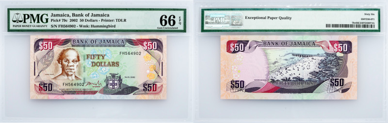 Jamaica, 50 Dollars 2002, PMG - Gem Uncirculated 66 EPQ Jamaica, 50 Dollars 2002...