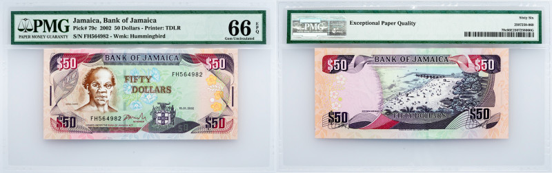 Jamaica, 50 Dollars 2002, PMG - Gem Uncirculated 66 EPQ Jamaica, 50 Dollars 2002...