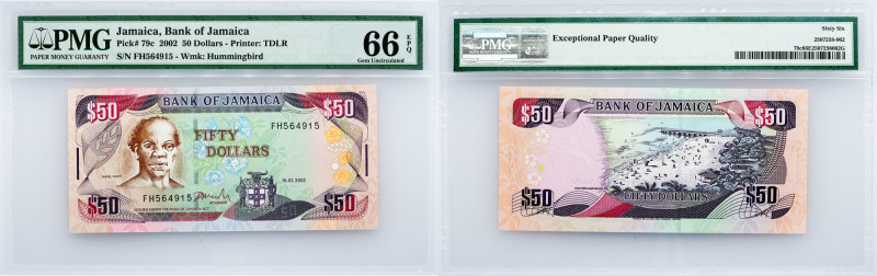Jamaica, 50 Dollars 2002, PMG - Gem Uncirculated 66 EPQ Jamaica, 50 Dollars 2002...